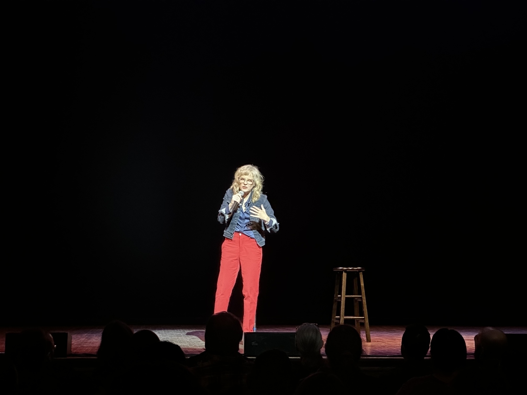 Comedian Maria Bamford on stage.