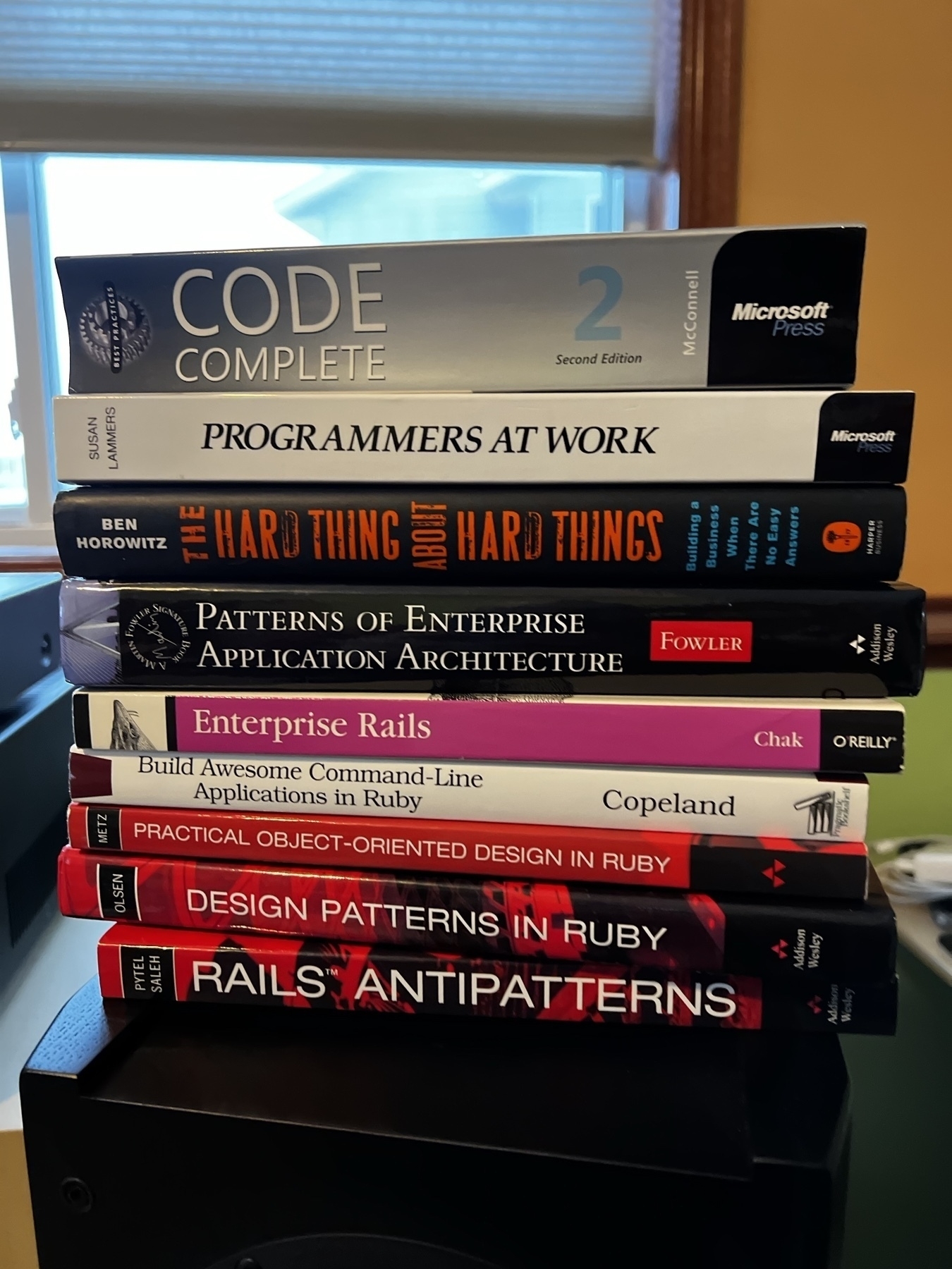 A pile of coding books